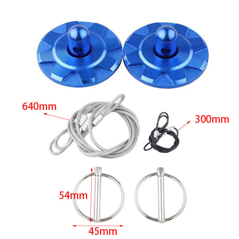 Blue Hardware Bonnet Racing Hood Pin Lock Appearance Kit Universal Aluminum