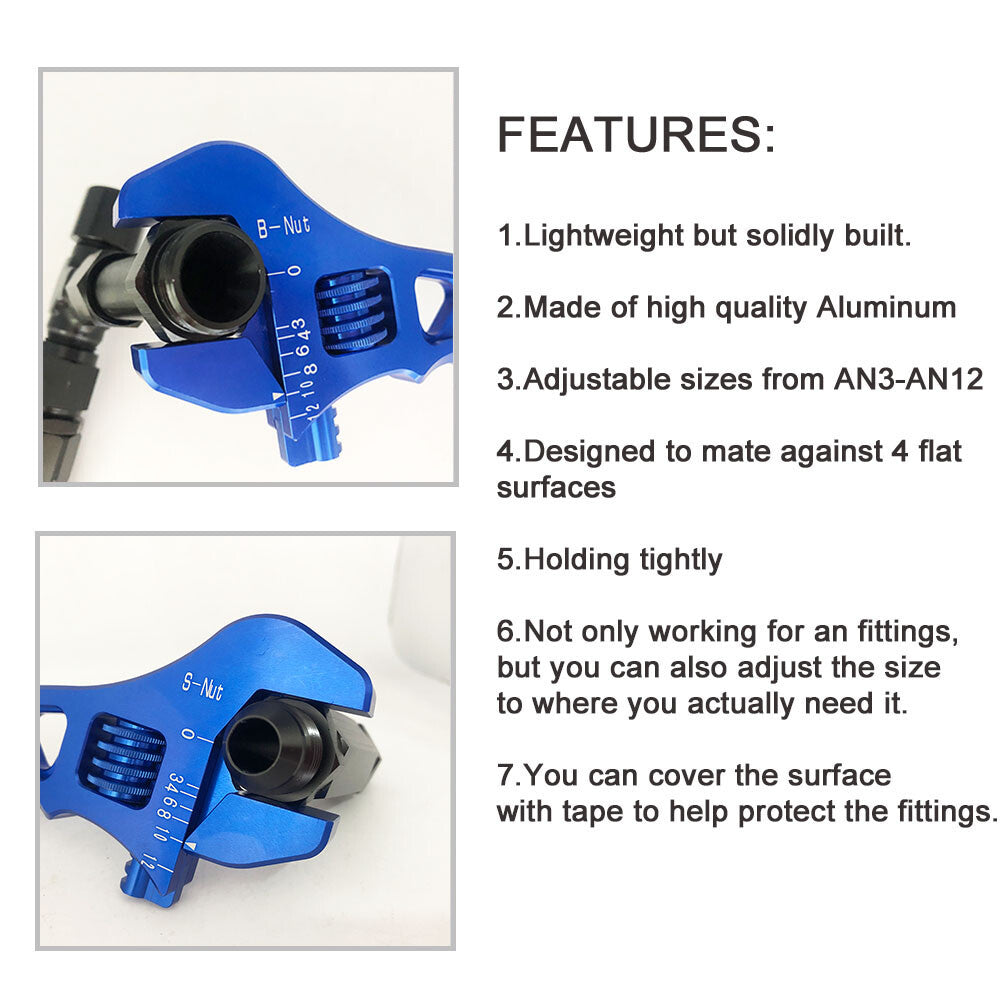 3AN-12AN Aluminium Adjustable AN3 AN4 AN6 AN12 Wrench Spanner Hose Fitting Tool