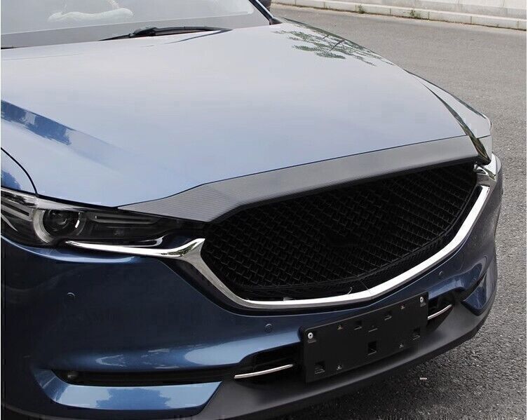 1P for Mazda CX-5 17-21 ABS Carbon Fiber Front Mesh Grille Upper Hood Strip Trim