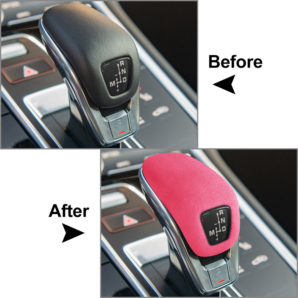 for Porsche for Panamera Suede Center Console Gear Shift Knob Cover Trim Q