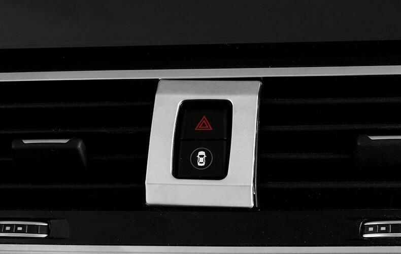 for BMW X3 X4 2018-2021 Silver Steel Console Emergency Light Switch Cover Decor