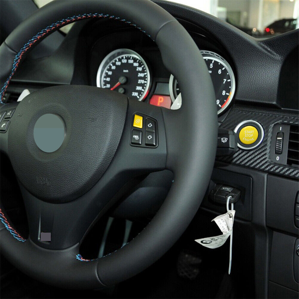 Yellow steering wheel M & start push button for BMW 3 series M3 E90 E92 E93 07-13