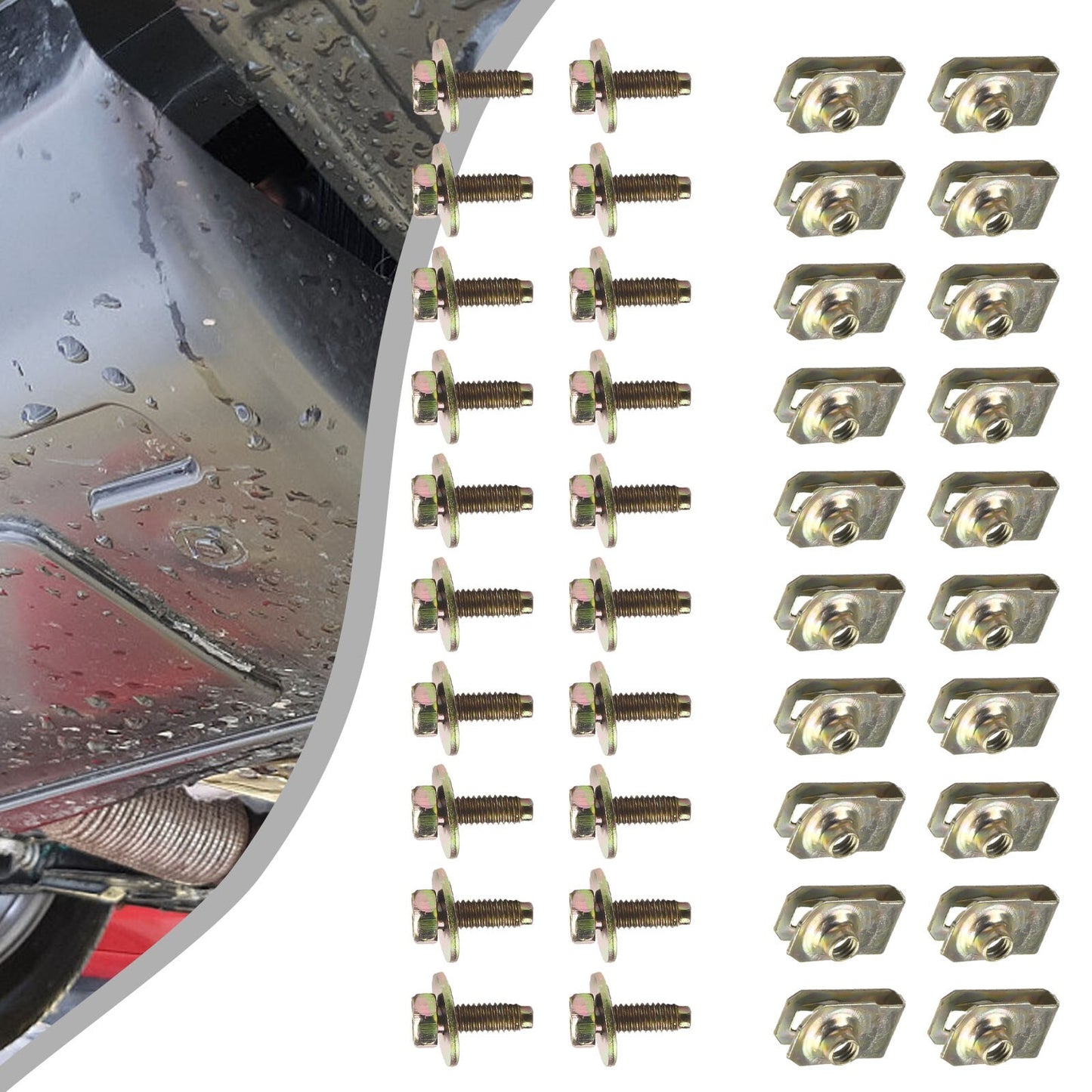 40x Body Bolts U-Nuts-Clips Engine Bottom Fender Liners Push Retainers Fasteners