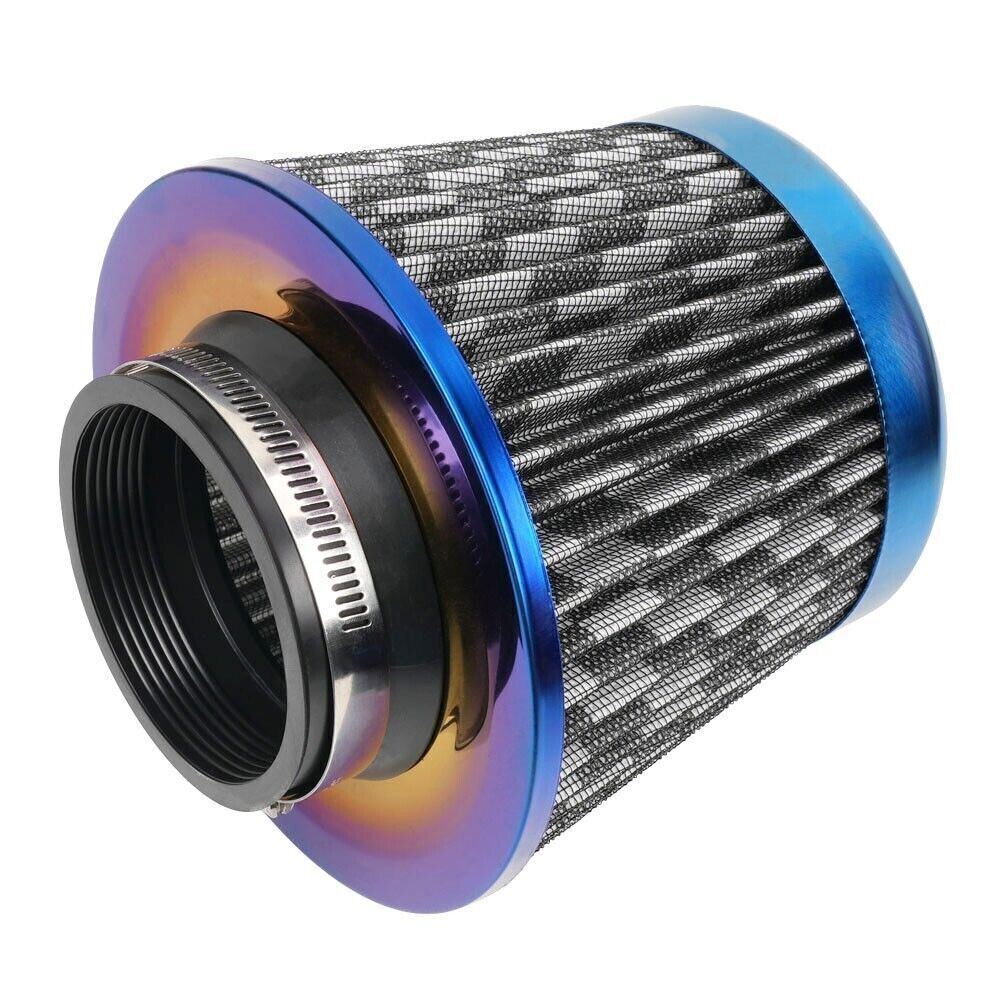 3 76mm Universal Car Air Filter High Flow Cold Air Intake Dry Cone Replacement Q