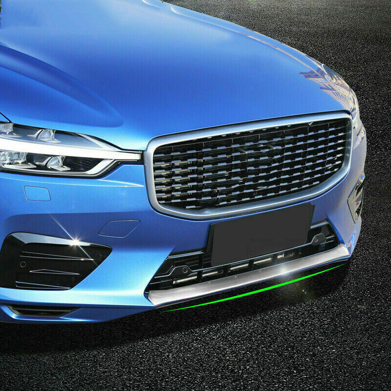for Volvo XC60 2018-21 Silver Steel Front bumper lip Lower Grille trim cover 1x