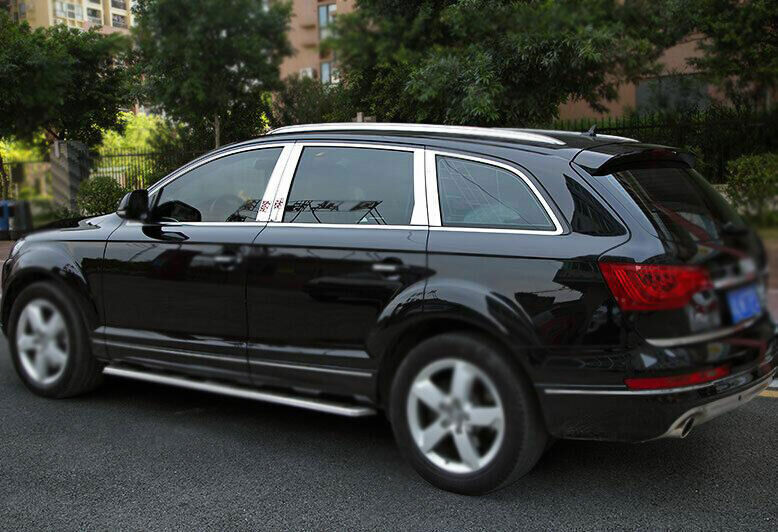 for Audi Q7 2007-2014 2015 Silver Steel BC-Pillar Panel Window Trims Cover 8PCS