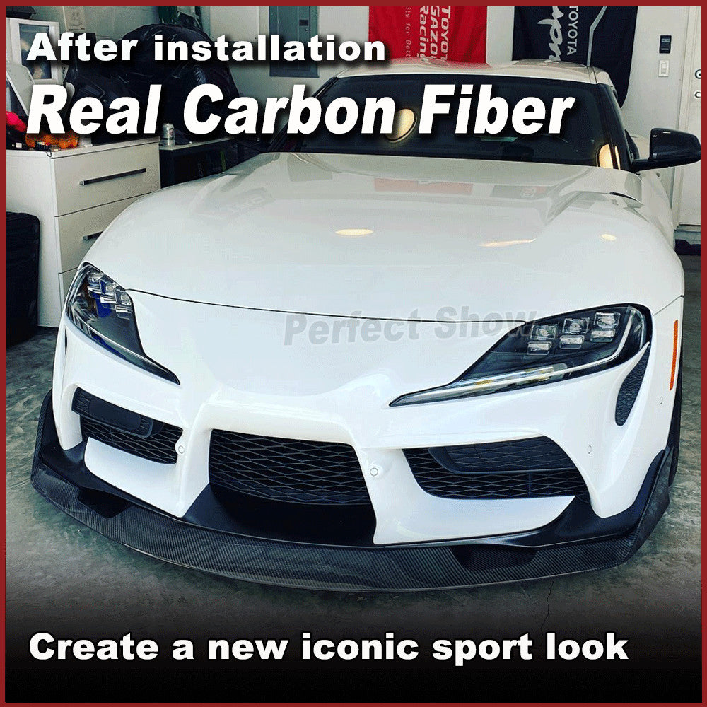 for Toyota Supra GR A90 MK5 Coupe 2019-2024 REAL CARBON Front Bumper Lip Spoiler