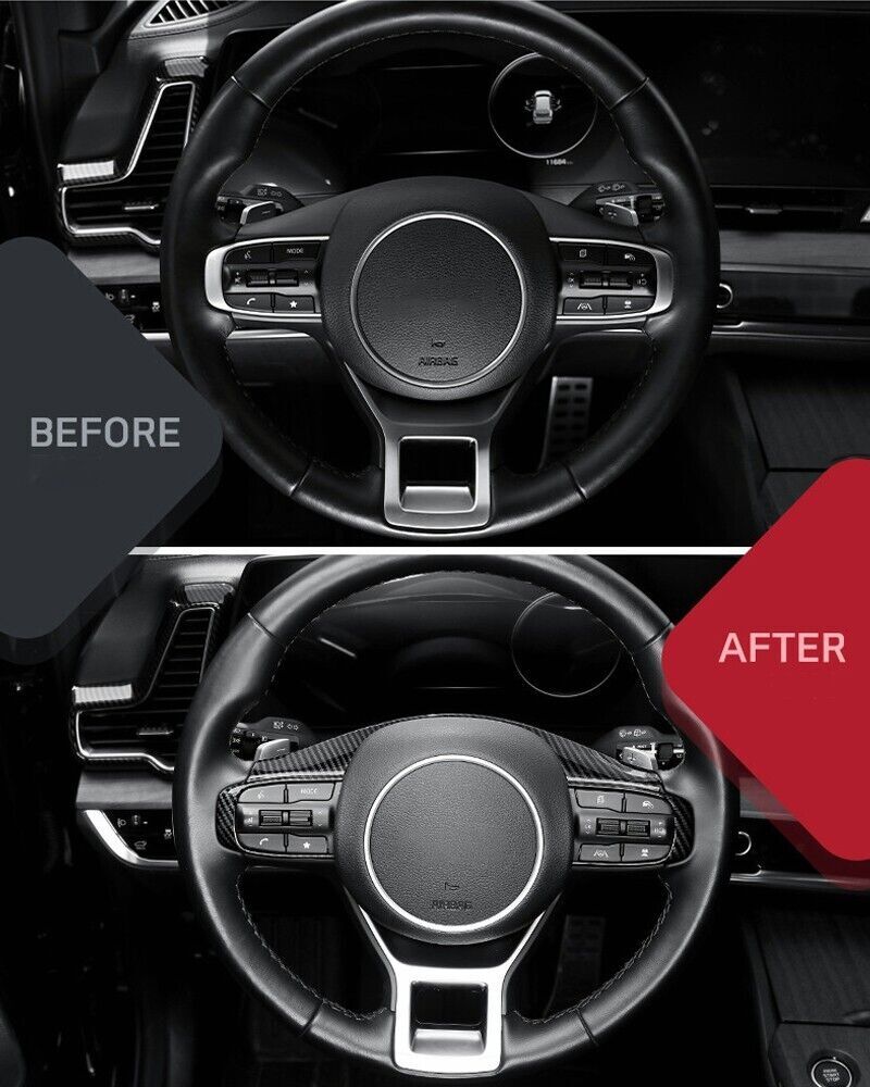 Carbon Fiber ABS Car Steering Wheel Frame Button Cover Trim for Kia K5 2021-2023