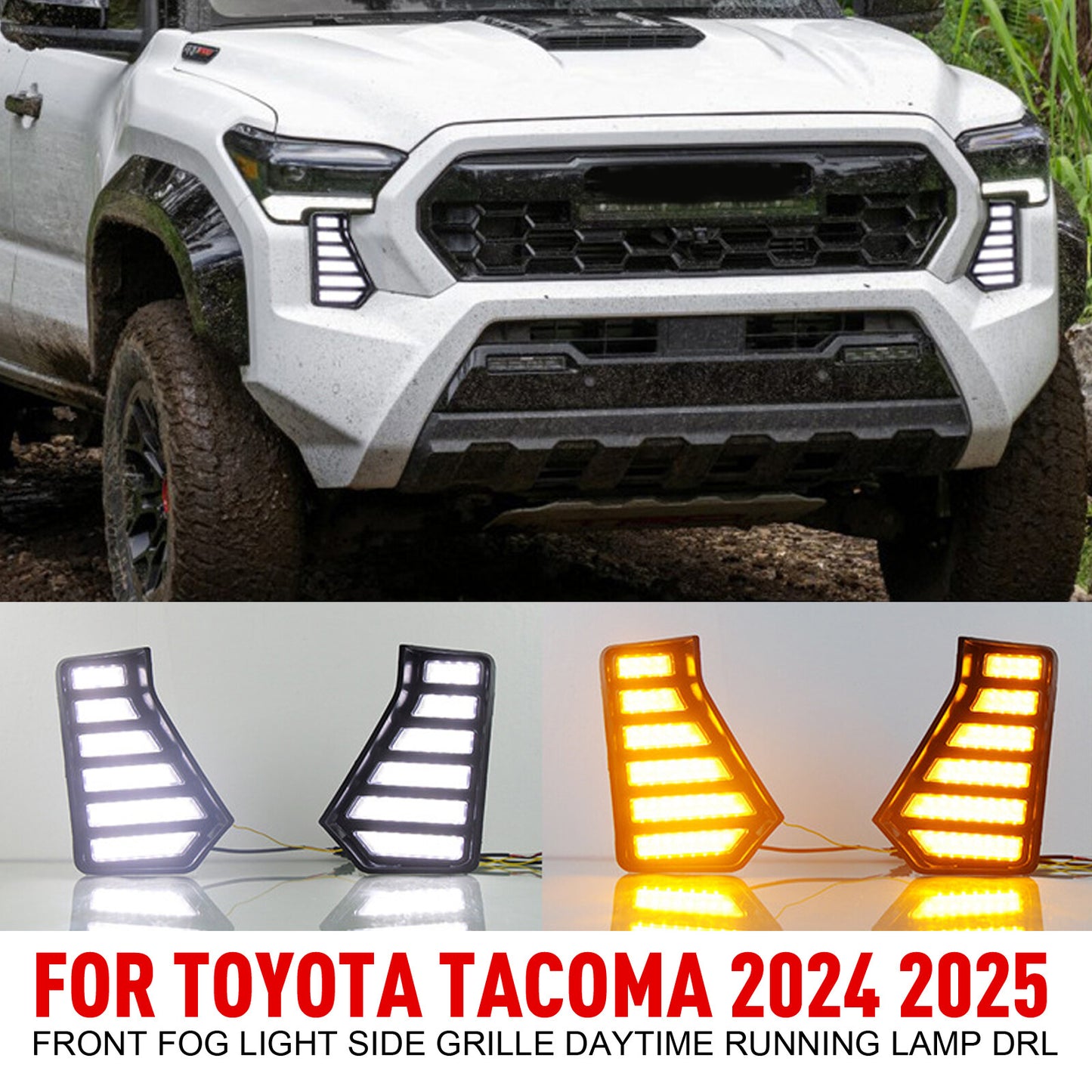 Two front LED fog lights/running headlights for Toyota Tacoma 2024/2025 DRL Q
