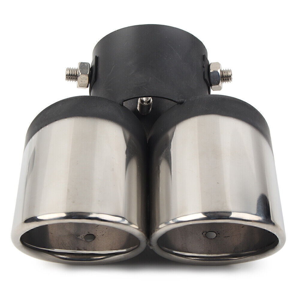 Universal Dual Rear Exhaust Pipe Trim Tip Tail Pipe Muffler End Stainless Steel Q