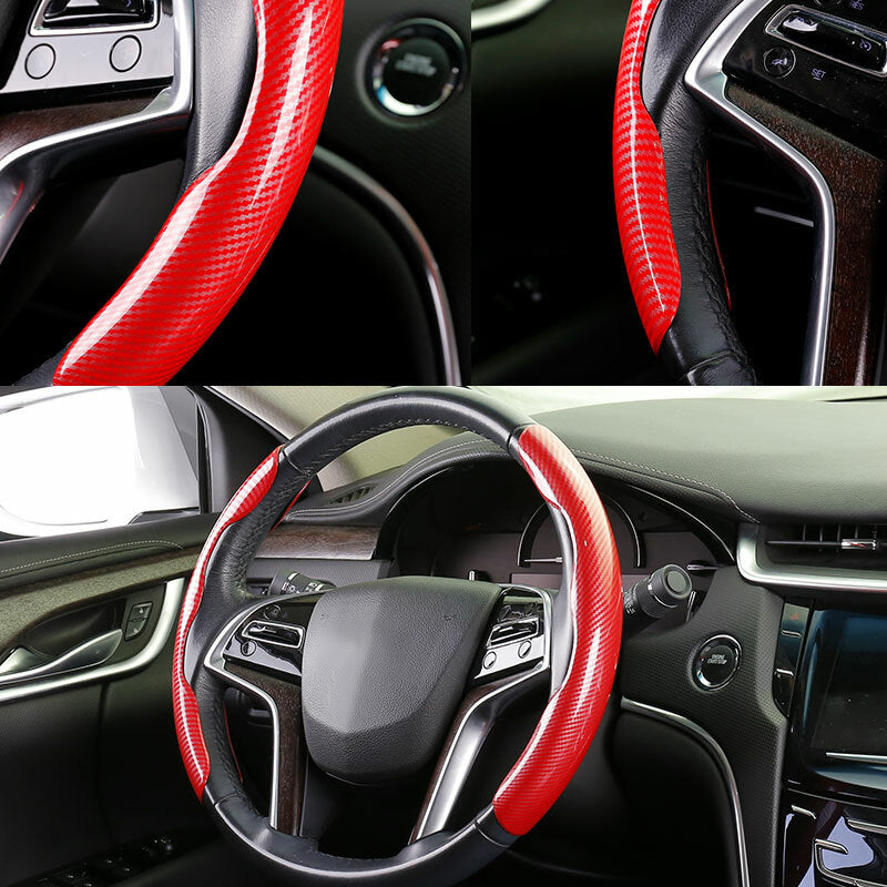 Red Carbon Fiber Universal Car Steering Wheel Booster Cover Non-Slip Accessories