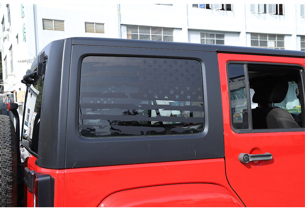 for Jeep for Wrangler JK 11-17Carbn Fiber Rear Triangular Window Glass Sticker Cover