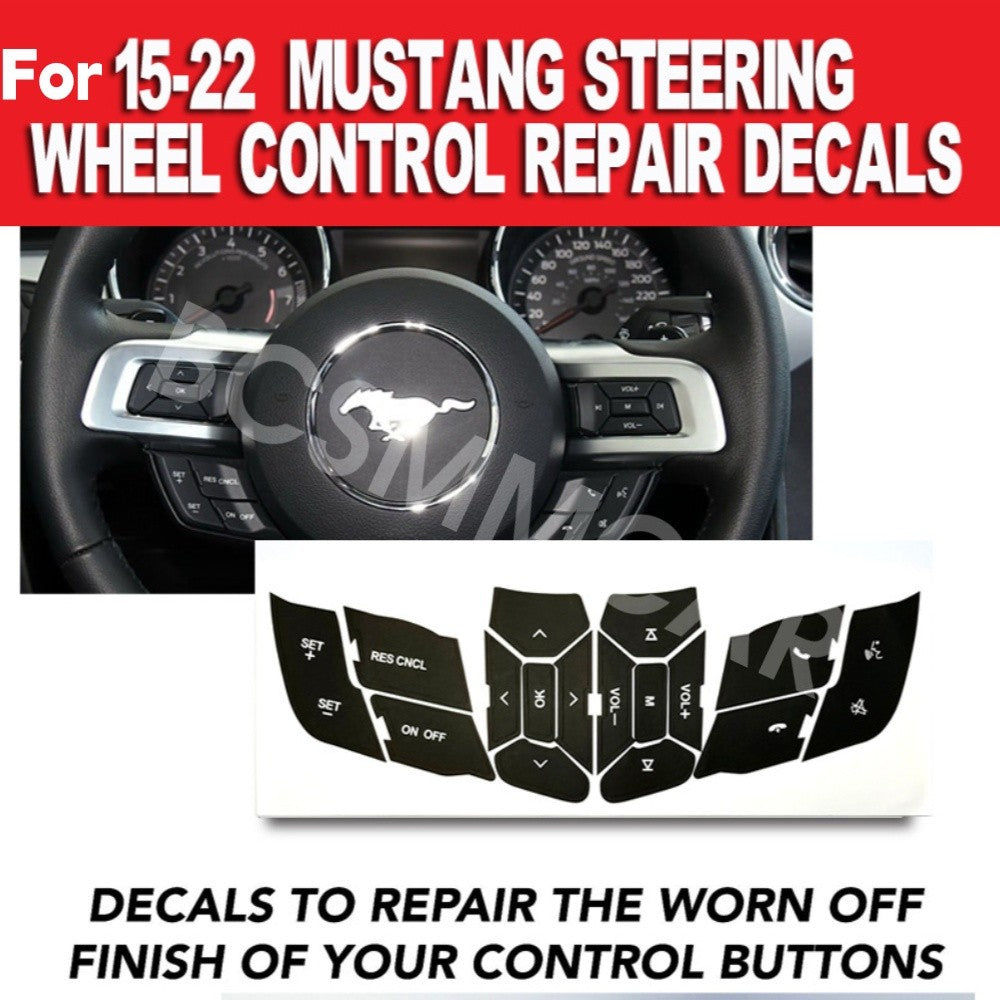 Fit for FORD for MUSTANG 2015-2018 Car Steering Wheel Switch Control Button Stickers Q