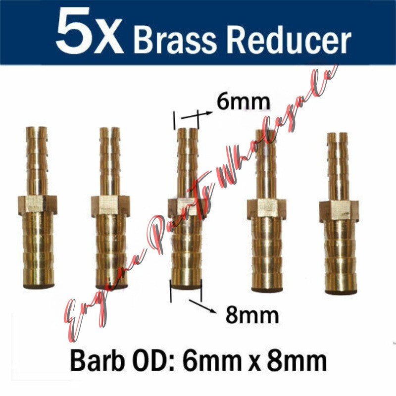 5X Brass 1/4 5/16 6mm 8mm Straight Reducer Hose Barb Fitting Connector Adapter Q