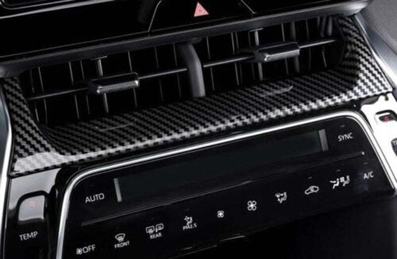 ABS Carbon Fiber Inner Air Condition CD Panel Cover Trim For RAV4 2019-22 v