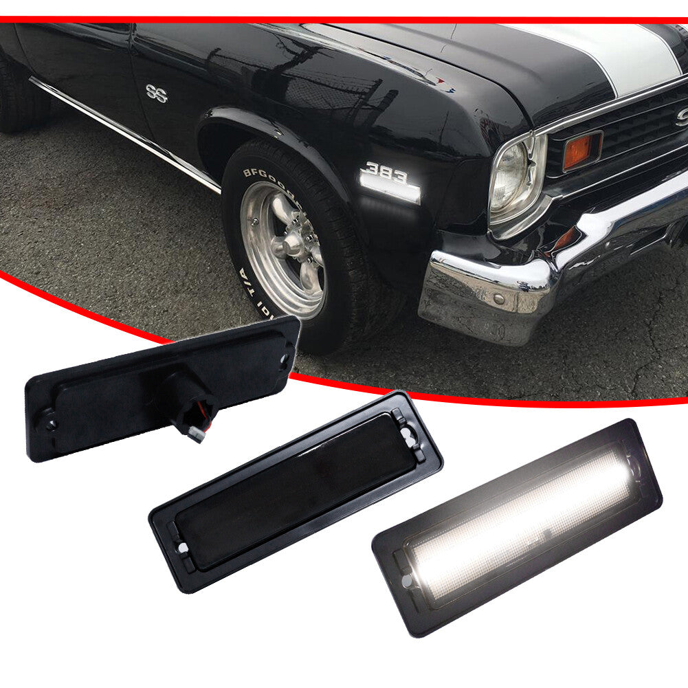 For 1970 - 1974 for Nova Smoked Lens Front/Rear Bumper Side Marker Lights 2 pcs - v