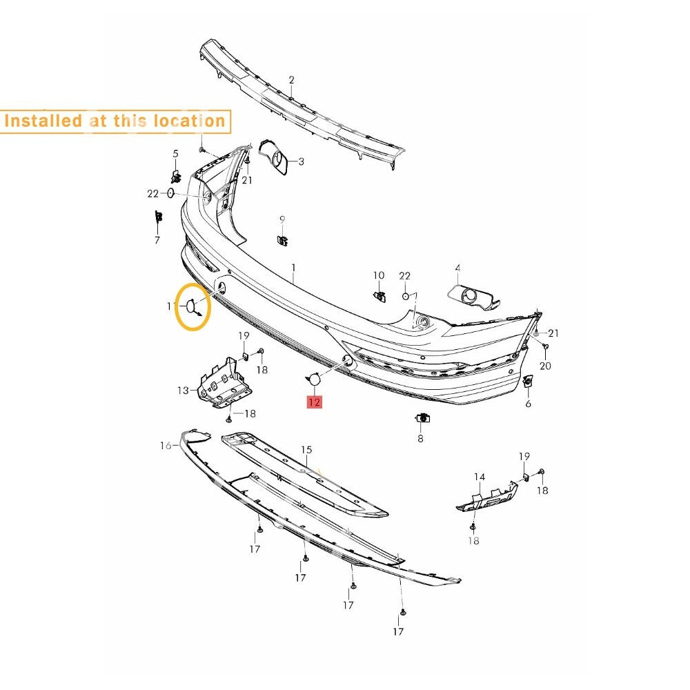 Equipment Manufacturer ( ) 36A807441B - Left Tow Hook Protective Cover for Bentley for Bentayga