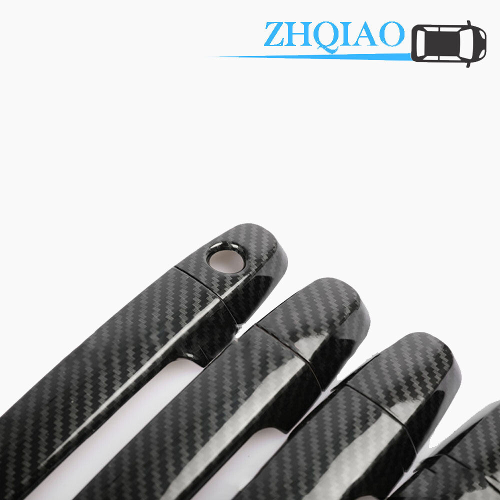 Black Carbon Fiber Door Handle Cover Trim Fits for Land Cruiser Prado 120 2003-2008