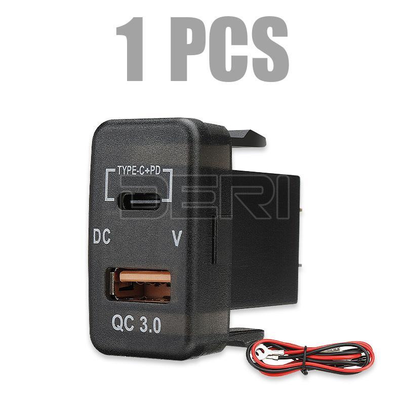 Car Type-C USB Charger Adapter Voltmeter for Toyota Tacoma 4-Runner Tundra RAV4