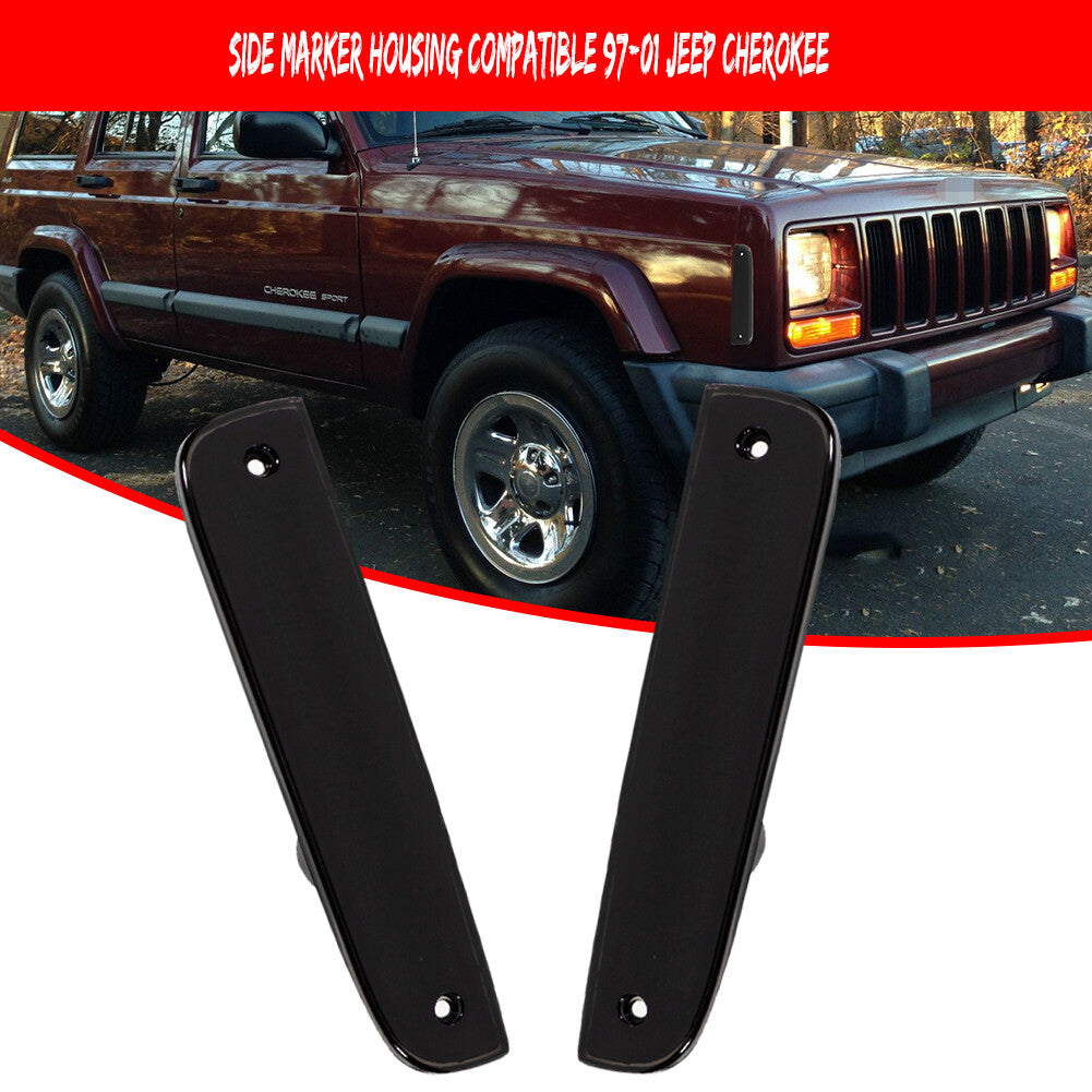 Smoked Lens Side Marker Corner Parking Light Housing for 1997-01 for Jeep Cherokee - v