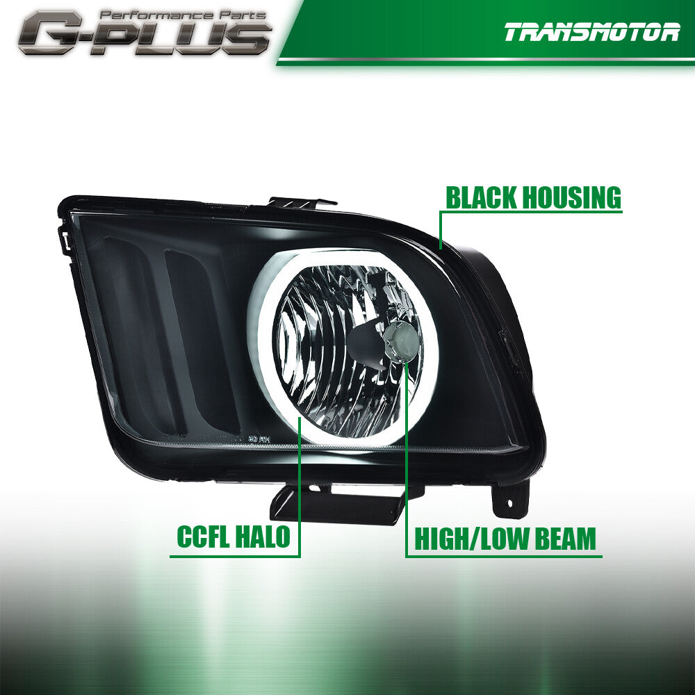 Suitable for 05-09 for Mustang Smoke/Black LED DRL Halo Headlamp Assembly pair- v