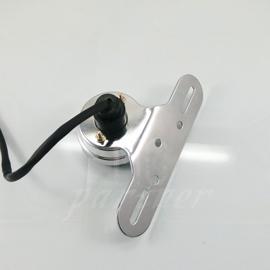 Chrome Motorcycle LED Tail Brake Light License Plate for Harley Bobber Chopper Q