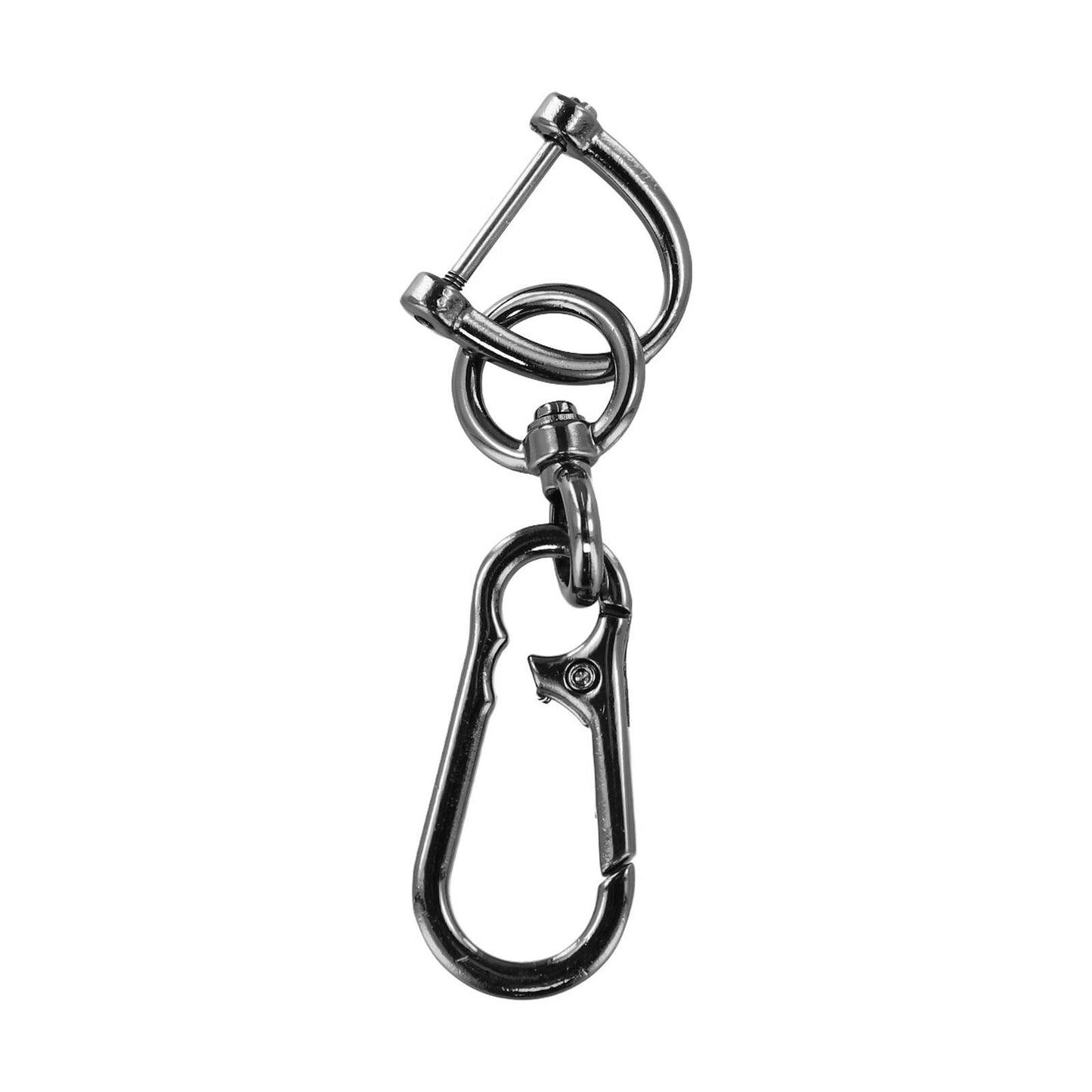 Creative Metal Car Keychain/Key Ring with 8-Shaped Buckle and Horseshoe Buckle - Black