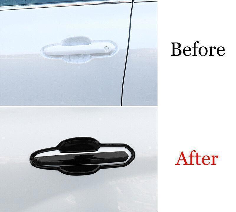 Black Steel Outside Door Handle Bowl Cover Trim for Toyota Highlander 20-2024