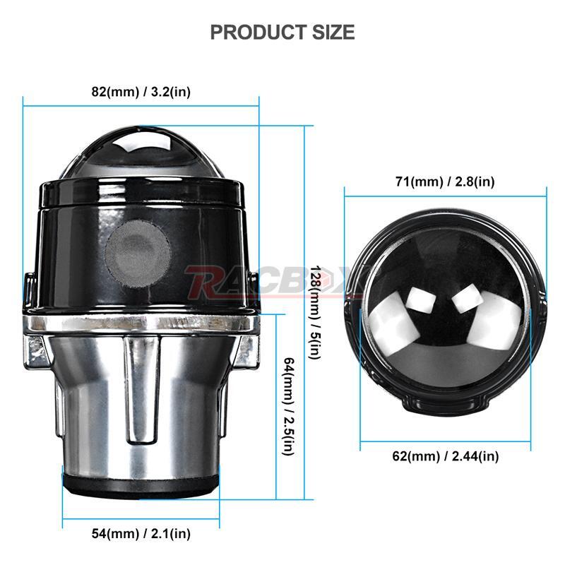 2X Universal 2.5 Fog Lights Bi-Xenon Projector Lens Car Hi/Lo H11 Bulb Retrofit