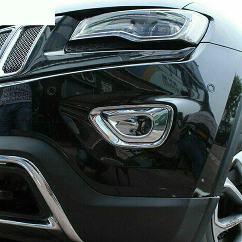 Chrome Front Fog Light Lamp Frame Cover Trim for Jeep Grand Cherokee 2014-2017