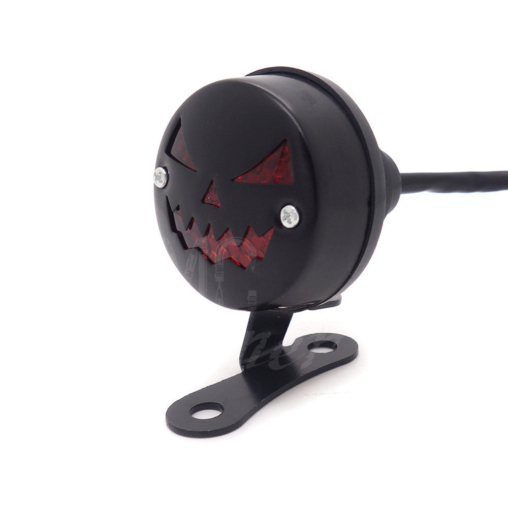 Black LED Vintage Pumpkin Tail Brake Rear Light For Cafe Bobber Cruiser Chopper Q