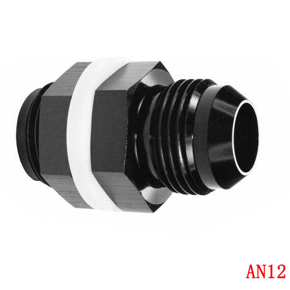 12 AN AN12 Flare Fuel Cell Bulkhead Fitting With Washer Black Q