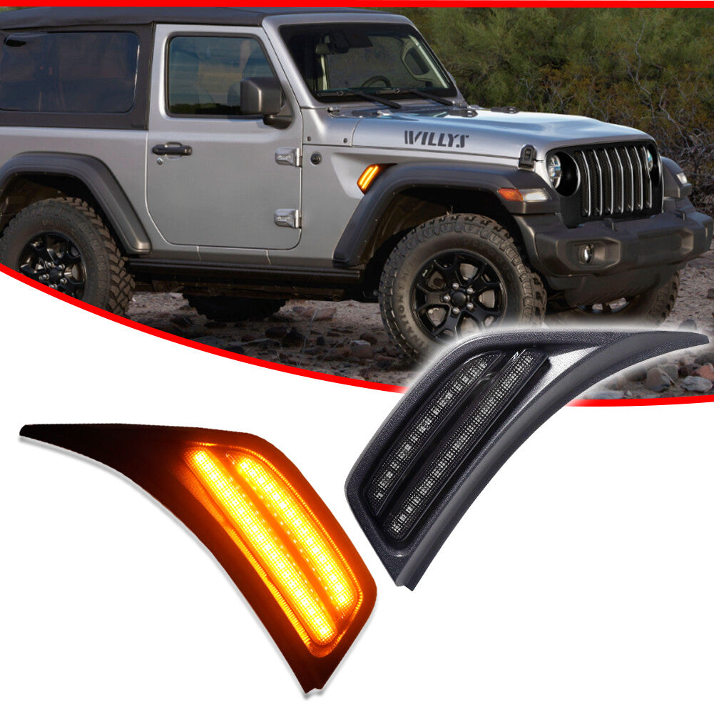 Amber LED front fender side marker turn signal light suitable for 2018-2023 for Wrangler JL- v