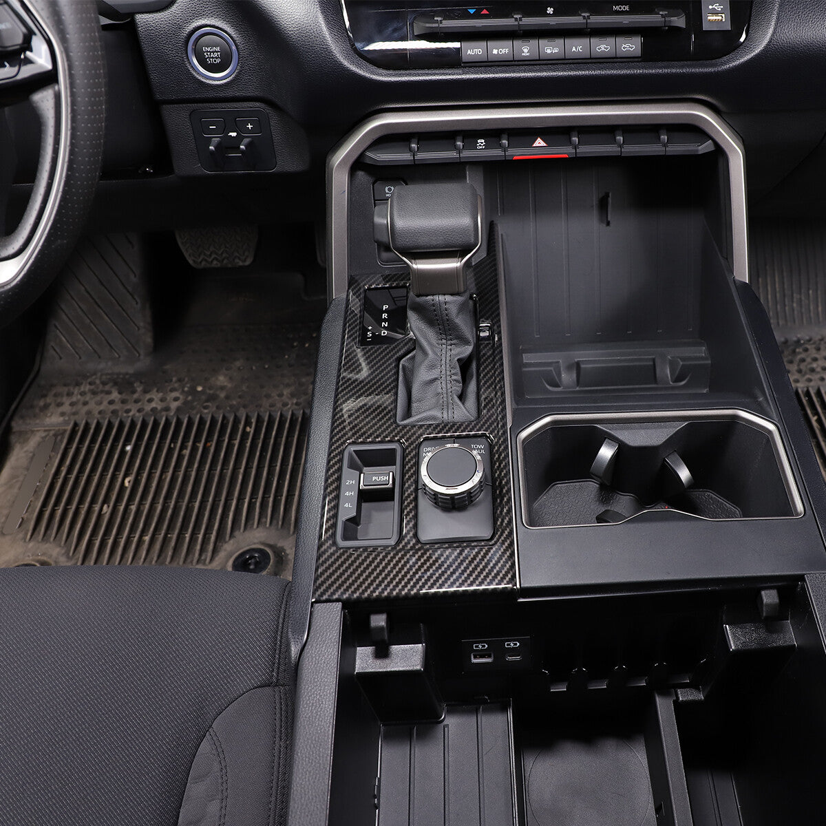 Carbon Fiber Center Console Shift Gear Panel Trim for Tacoma 2006-15 - v