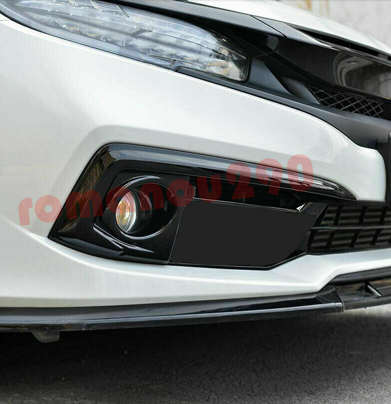 for Honda for Civic 2019-2021 Glossy Black Car Front Fog Lights Lamp Cover Trim ABS