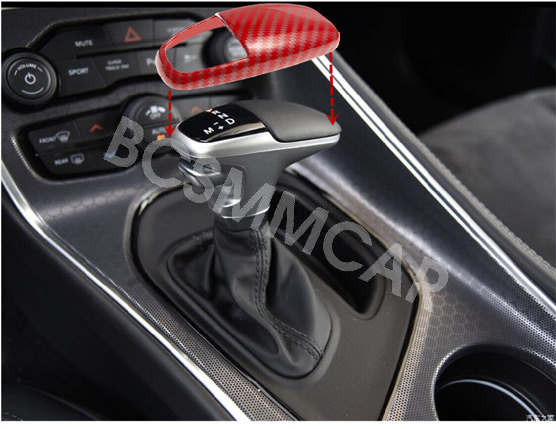 Shift Knob Cover Red Carbon Fiber Fit for Dodge for Challenger /Charger 2015-2021