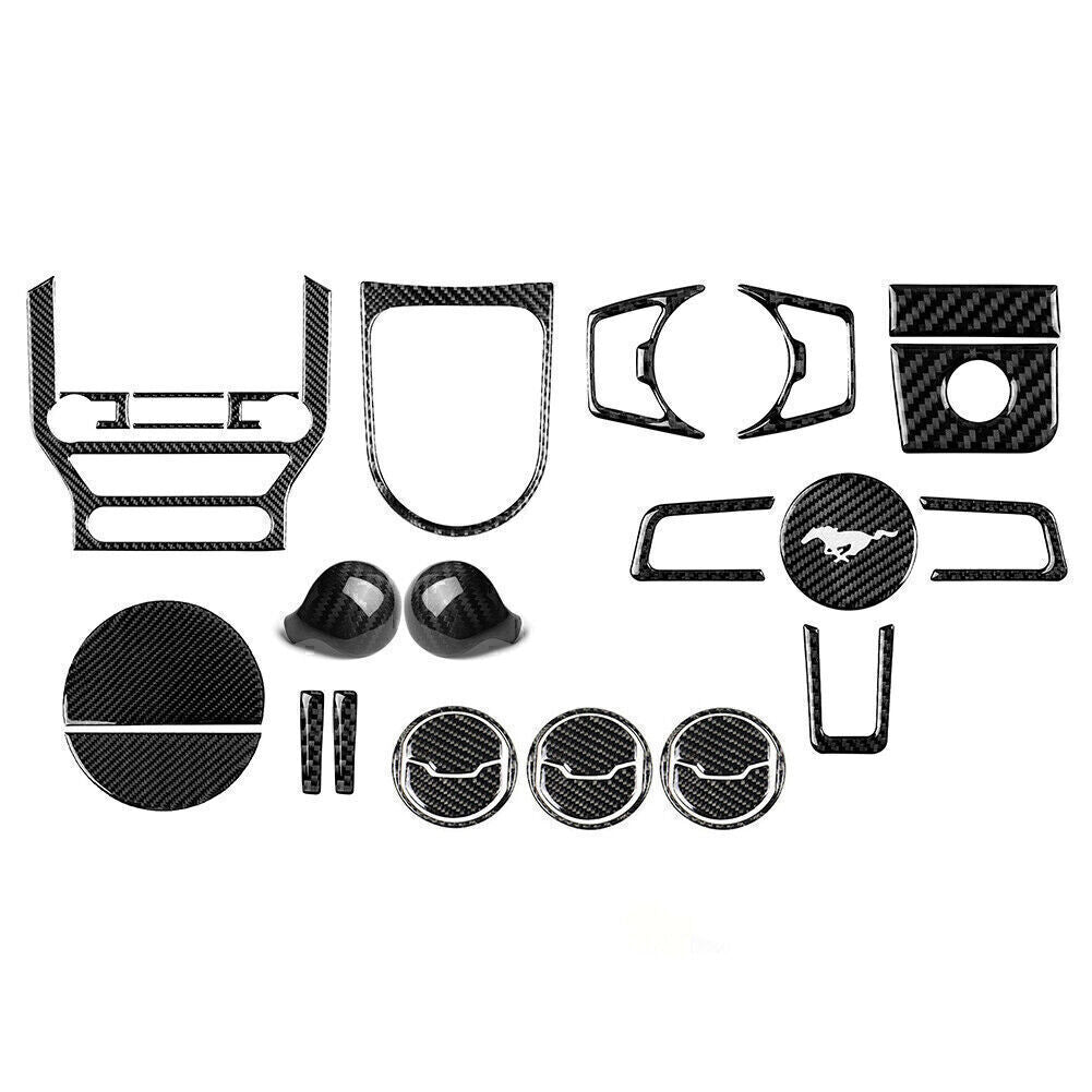 29 Pcs Carbon Fiber Interior Decoration Kit Cover Trim for Ford for Mustang 2015-19