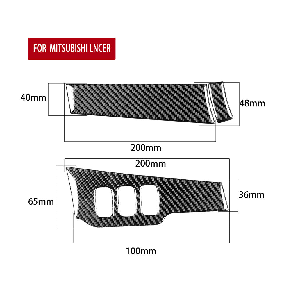 2-Piece Carbon Fiber Headlight Switch Cover Trim for Mitsubishi Lancer (2008-15)