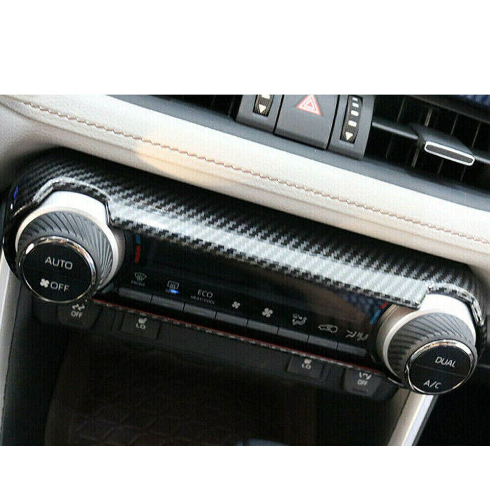 ABS Carbon Fiber Inner Air Condition CD Panel Cover Trim for Toyota RAV4 2019-22