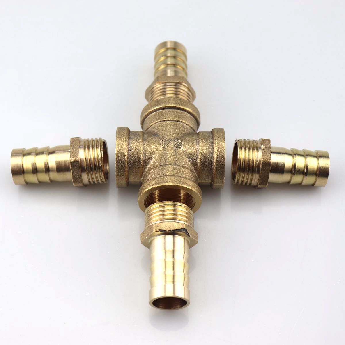 1 piece of flexible hose bar 4-way cross brass pipe fitting threaded gas fuel water air (5/8) 16mm