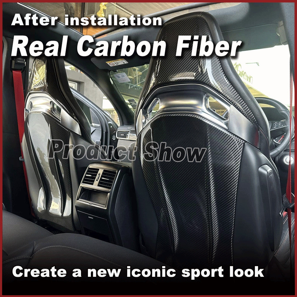 2Set REAL Carbon for Seat Back Shell Covers Cap for Benz W176 W117 A35 A45 CLA45 AMG