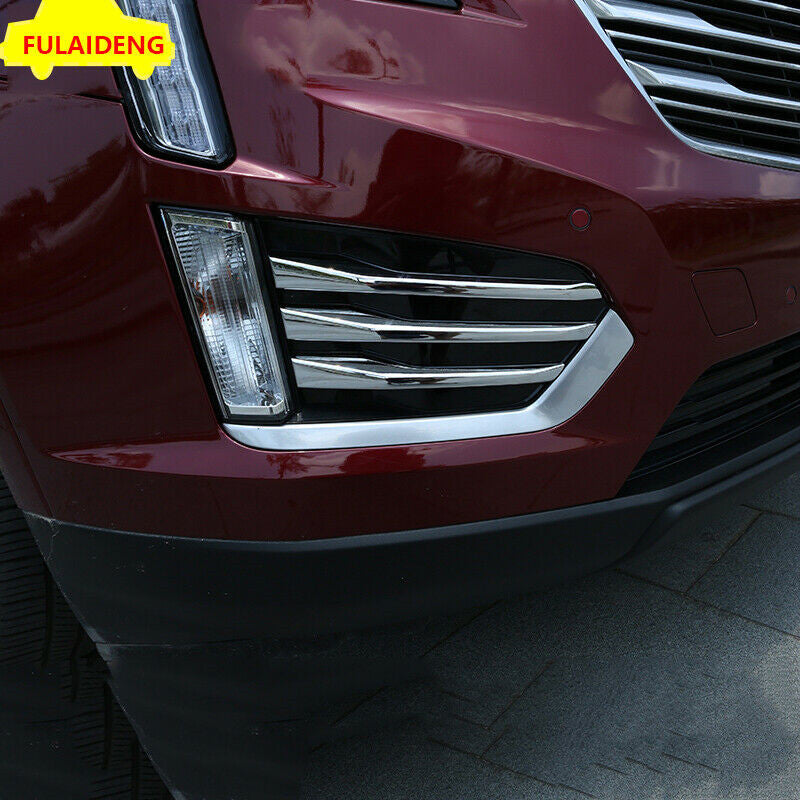 Chrome ABS For 2016-2022 for Cadillac XT5 Strips Trim Car Front Fog Light Lamp Cover