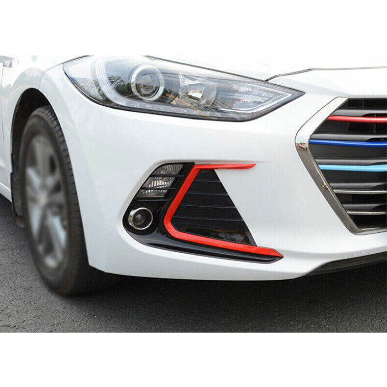 2x for Hyundai for Elantra 2017-2018 BlackRed ABS Front Fog Light Bezel Cover Trim