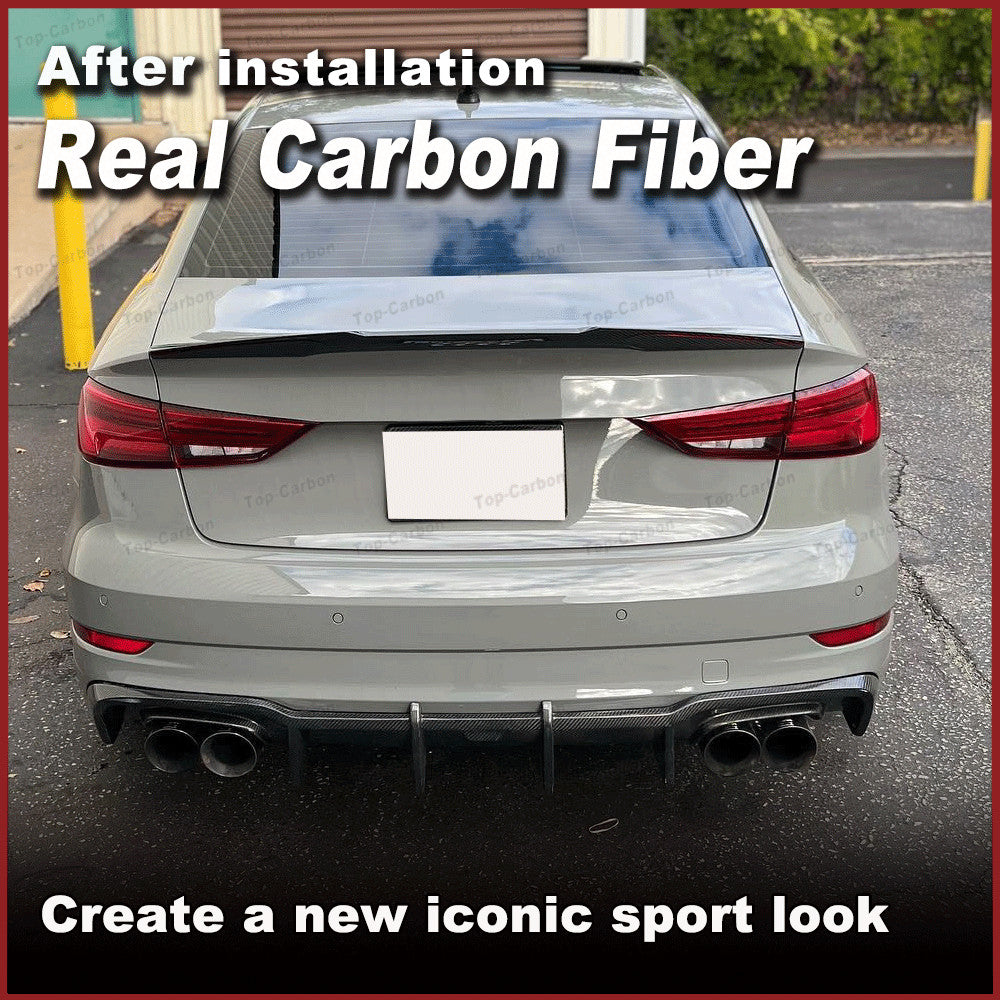 REAL CARBON Rear Bumper Lip Bar Diffuser Spoiler Fit for Audi S3 A3 SLINE 17-20