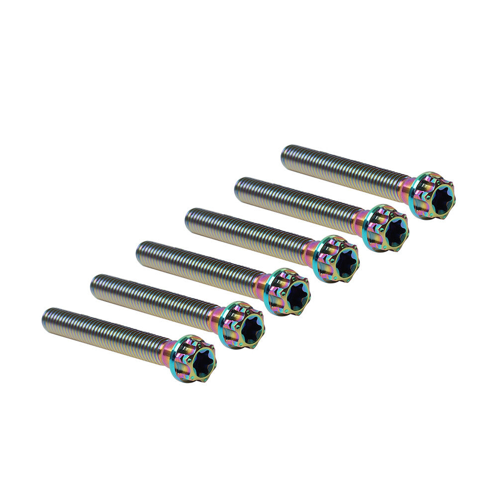 6pcs Bolts Torx Head Flange Screws M8x50mm Rainbow For Motorcycle Bike