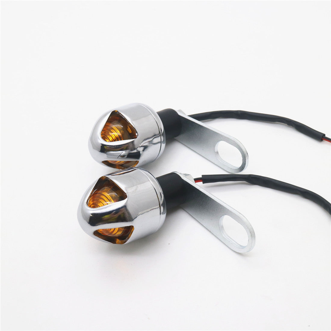 LED Chrome Turn Signal Light Rear Shock Bracket Relocater Holder Cafe Racer Q