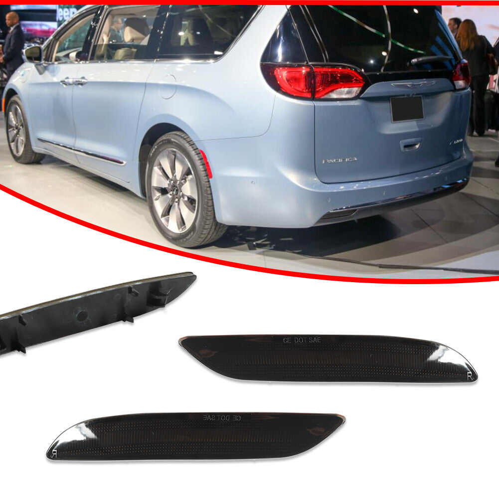2-Piece Deep Smoked Rear Bumper Reflector Kit for 17-23 for Chrysler for Pacifica and Voyager Q