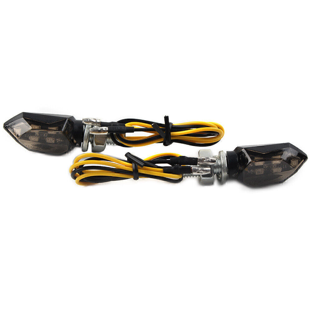 2X for Mini Motorcycle 12V LED Smoke Turn Signals Blinker Light Indicator Amber Lamp Q