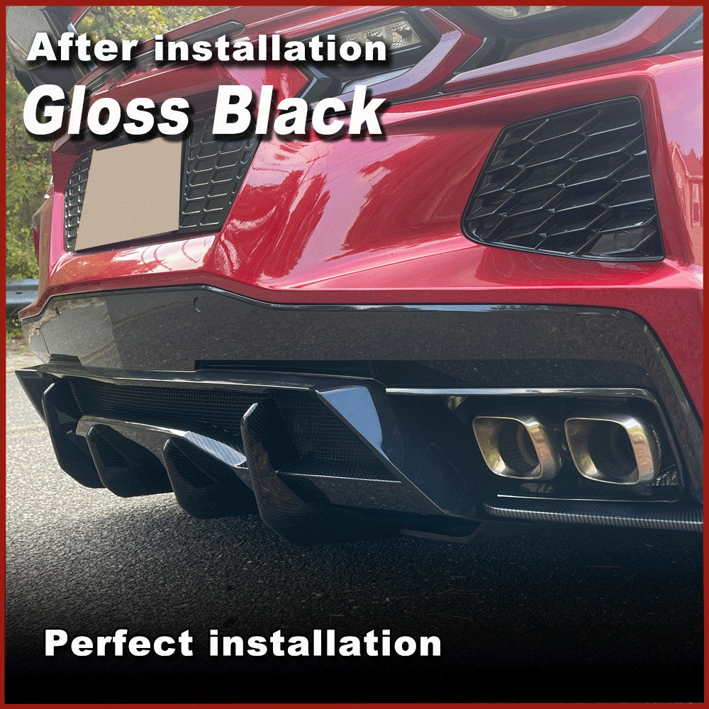 for Chevrolet for Corvette C8 Stingray Z51 STG GLOSSY BLACK Rear Bumper Diffuser Fin