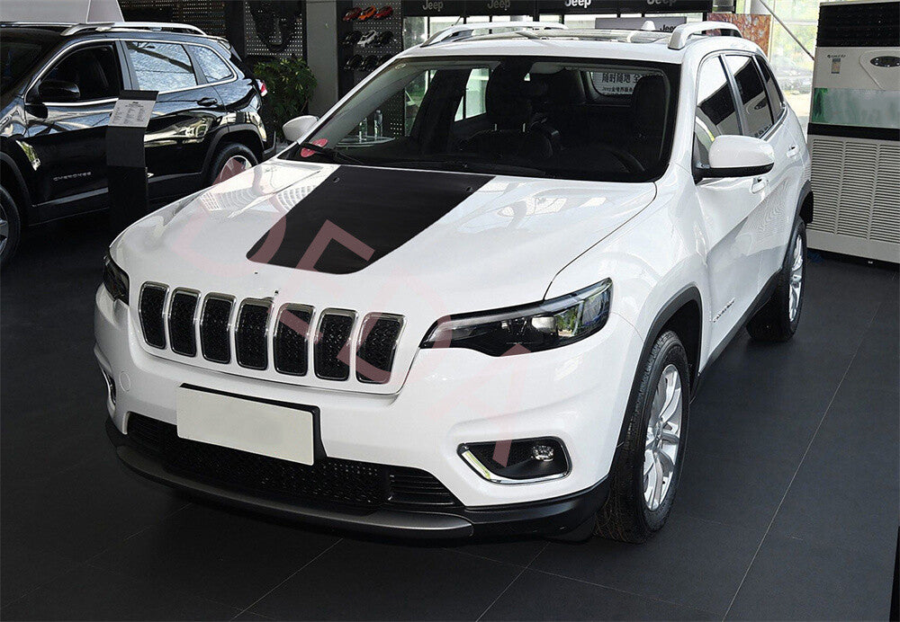 PVC Black Car Front Engine Hood Decal Sticker Cover for Jeep Cherokee 2014-2024